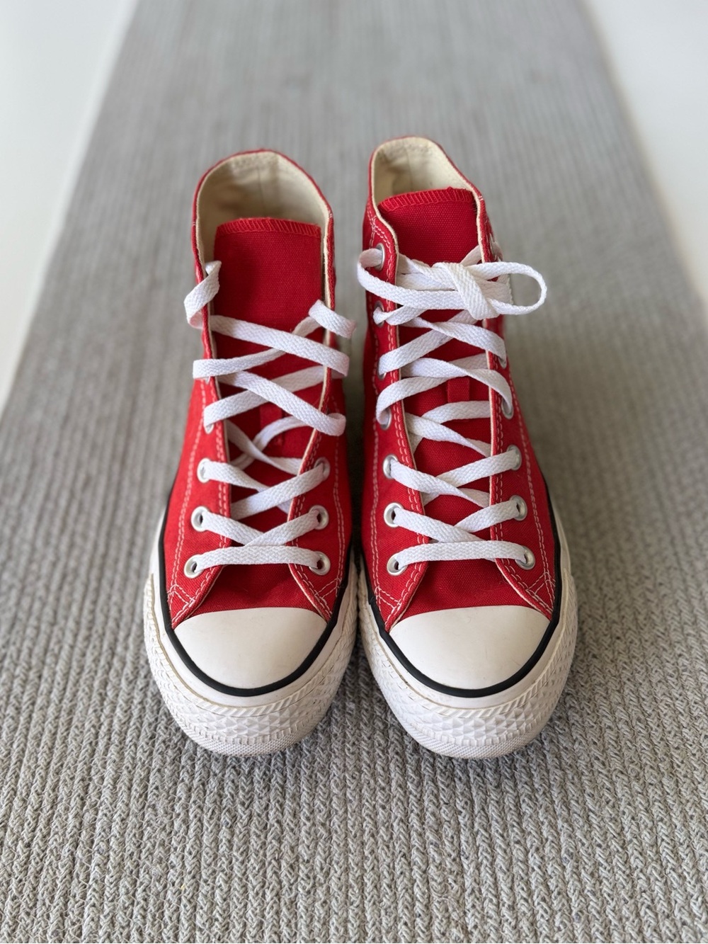 Converse Red High-Top Unisex Canvas Sneakers with White Accents Men 6 or Women 8 - Picture 2 of 7